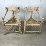 2 monk's chairs in light burr wood