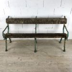 Turquoise and wood garden bench