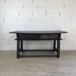 Large Italian flat desk with drawers in waxed wood