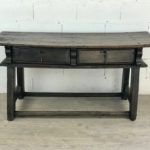 Large Italian flat desk with drawers in waxed wood