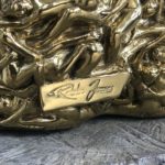 Gold plated brass skull by Robbi Jones