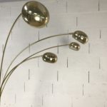 Lampadaire 5 branches orientables en laiton doré et base en marbre