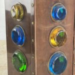 Suspensions carrée en cuivre cabochons en verre coloré par Erik Hoglund