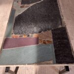 Paul Kingma cement coffee table with grey/blue slate inlays
