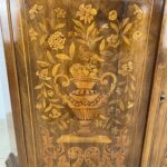 Small two-piece china cabinet in inlaid wood